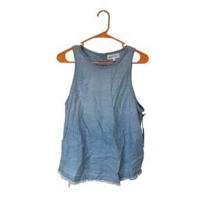 Bella Dahl NWT Sz S The Gazebo Peplum Tank Blue Denim Buttons MSRP $138